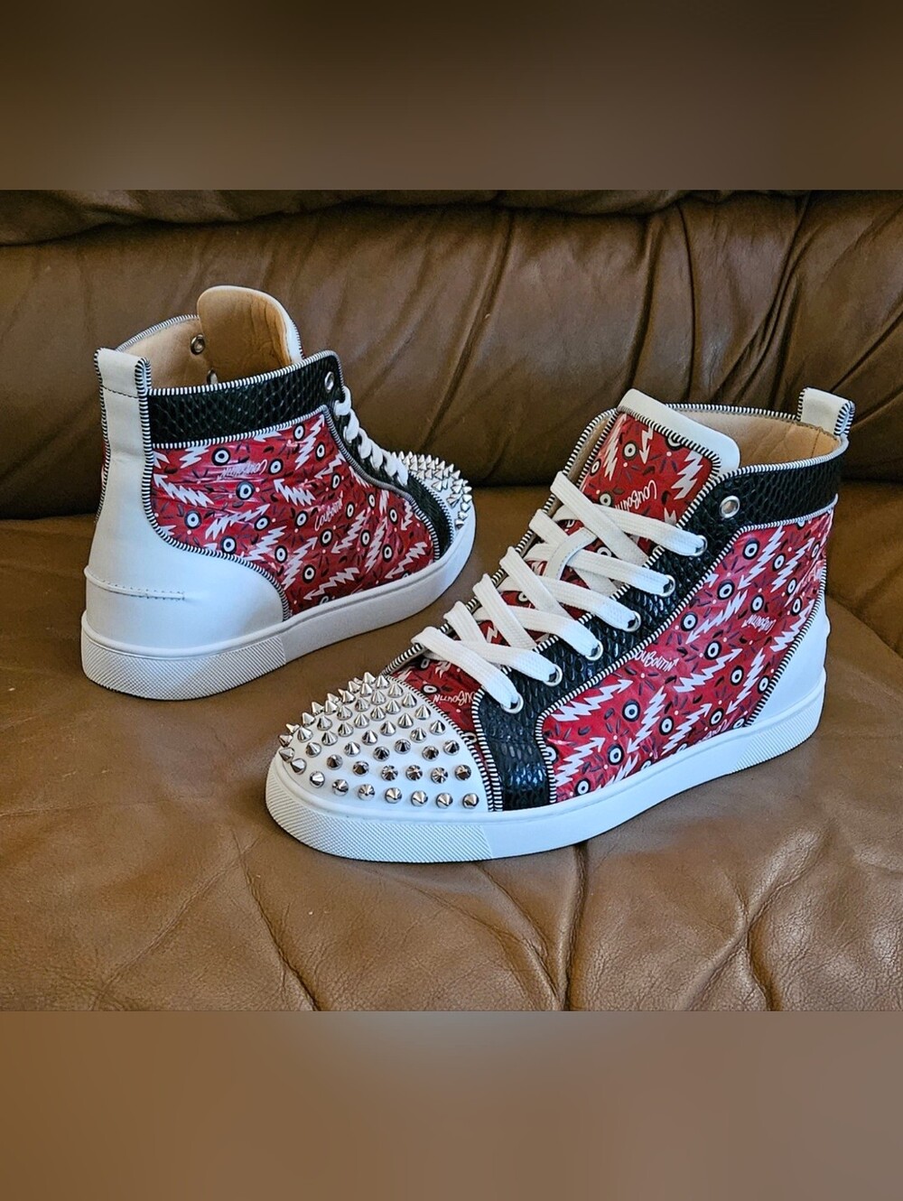 Men's Christian Louboutin Louis Orlato Spike-Studded Designer Hightop Sz 7.5 US